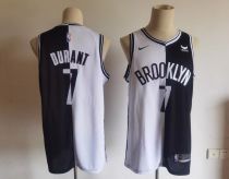 NBA Brooklyn Nets #7 Kevin Durant White/Black Splite Jersey