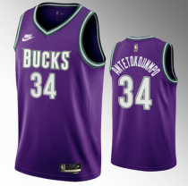 Men's Milwaukee Bucks #34 Giannis Antetokounmpo 2022/23 Purple Jersey