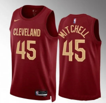 NBA Cleveland Cavaliers #45 Donovan Mitchell  2022/23 Red Jersey