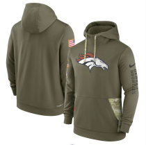Men's Denver Broncos 2022 Olive Salute To Service Therma Performance Pullover Hoodie