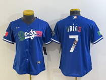 MLB Women Los Angeles Dodgers #7 Julio Urias Blue Jersey