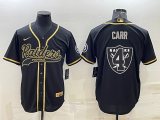 Men's Las Vegas Raiders #4 Derek Carr  Black Gold Team Big Logo With Patch Jersey