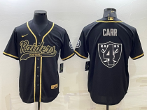 Men's Las Vegas Raiders #4 Derek Carr  Black Gold Team Big Logo With Patch Jersey