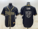 Men's Las Vegas Raiders #4 Derek Carr  Black Gold Team Big Logo With Patch Jersey