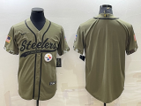 Men's Pittsburgh Steelers Blank 2022 Olive Salute To Service Baseball Nike Jersey