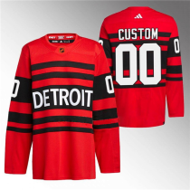 Men's Detroit Red Wings  Red 2022-23 Reverse Retro Customized Jersey