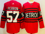Men's Detroit Red Wings #57 Perron Red 2022-23 Reverse Retro Jersey