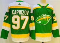 Men's Minnesota Wild #97 Kirill Kaprizov Green 2022 Reverse Retro Jersey