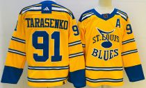 Men's St. Louis Blues #91 Vladimir Tarasenko Yellow 2022-23 Reverse Retro Jersey