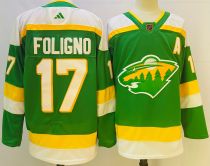 Men's Minnesota Wild #17 Marcus Foligno Green 2022 Reverse Retro Jersey
