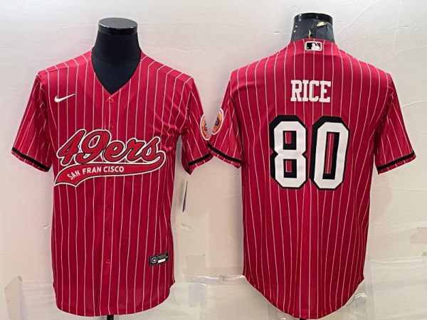 Men's San Francisco 49ers #80 Jerry Rice Red Baseball Nike Jersey