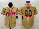 Men's San Francisco 49ers #80 Jerry Rice Gold Baseball Nike Jersey