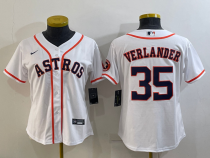 Women MLB Houston Astros #35 Justin Verlander White Game Nike Jersey