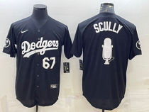 MLB Los Angeles Dodgers #67 Vin Scully Black Big Logo With Vin Scully Patch Jersey