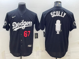 MLB Los Angeles Dodgers #67 Vin Scully Black Big Logo With Vin Scully Patch Jersey