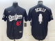 MLB Los Angeles Dodgers #67 Vin Scully Black Big Logo With Vin Scully Patch Jersey