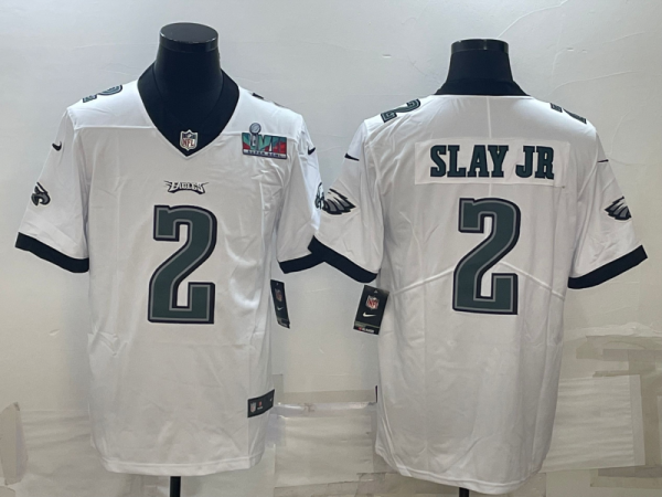 Men's Philadelphia Eagles #2 Darius Slay JR White Super Bowl LVII Patch Vapor Limited Jersey