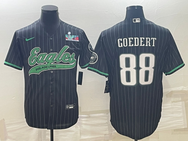 Men's Philadelphia Eagles #88 Dallas Goedert Black With Super Bowl LVII Patch Limited Jersey