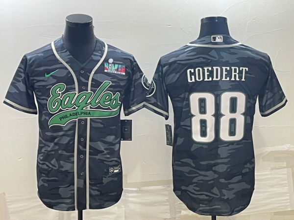 Men's Philadelphia Eagles #88 Dallas Goedert Gray Camo With Super Bowl LVII Patch Limited Jersey