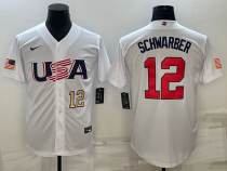 MLB USA Baseball Kyle Schwarber 2023 World Baseball Classic White Jersey
