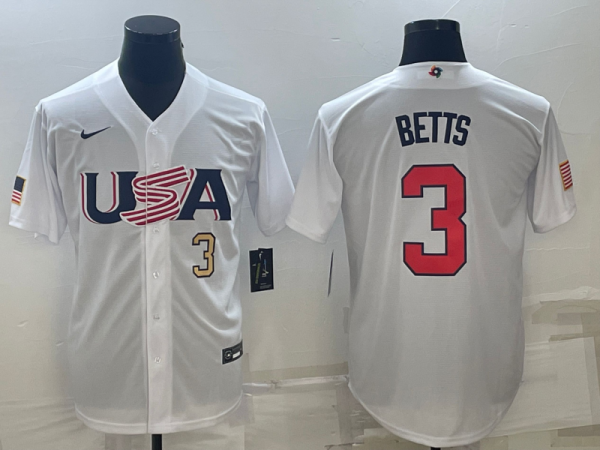 MLB USA Baseball Mookie Betts 2023 World Baseball Classic White Jersey