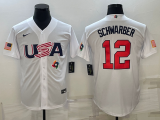 MLB USA Baseball Kyle Schwarber 2023 World Baseball Classic White Jersey
