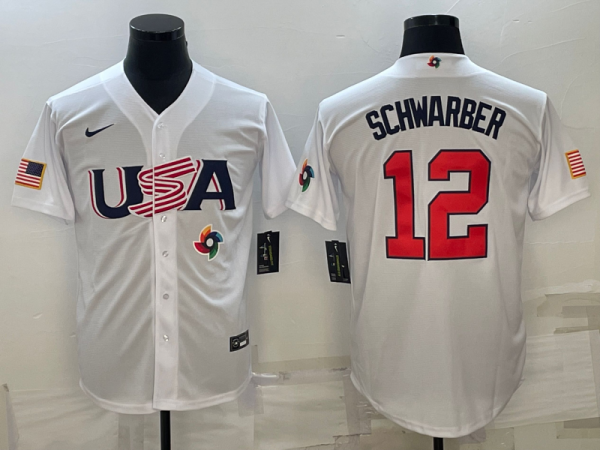 MLB USA Baseball Kyle Schwarber 2023 World Baseball Classic White Jersey