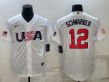 MLB USA Baseball Kyle Schwarber 2023 World Baseball Classic White Jersey
