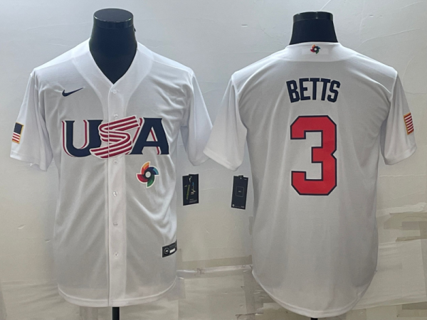MLB USA Baseball Mookie Betts 2023 World Baseball Classic White Jersey