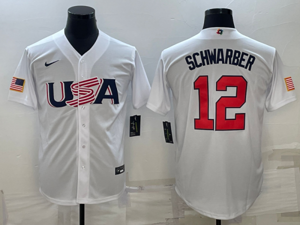MLB USA Baseball Kyle Schwarber 2023 World Baseball Classic White Jersey