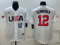 MLB USA Baseball Kyle Schwarber 2023 World Baseball Classic White Jersey
