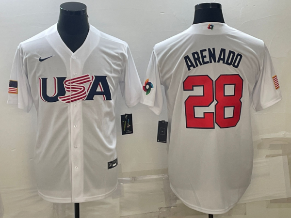 MLB USA Baseball Nolan Arenado 2023 World Baseball Classic White Jersey