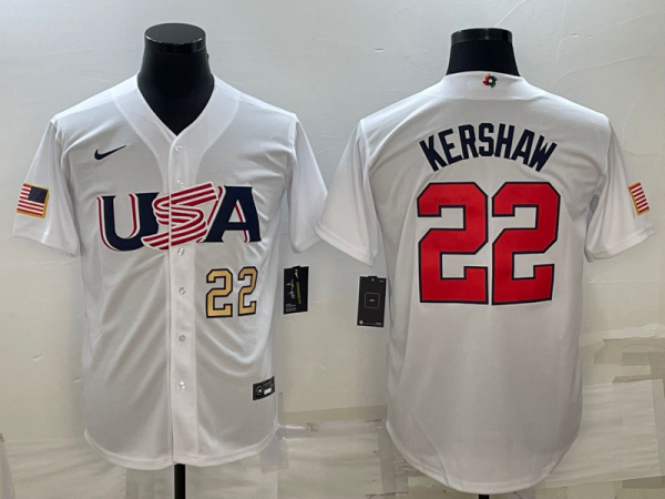 MLB USA Baseball Clayton Kershaw 2023 World Baseball Classic White Jersey