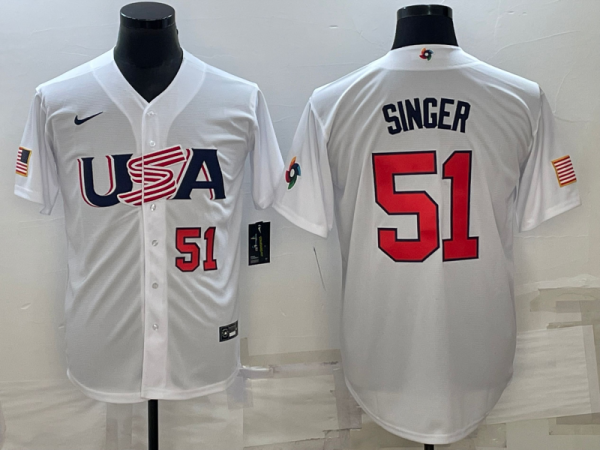 MLB USA Baseball Brady Singer 2023 World Baseball Classic White Jersey