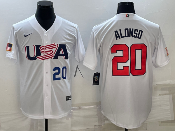 MLB USA Baseball Pete Alonso 2023 World Baseball Classic White Jersey