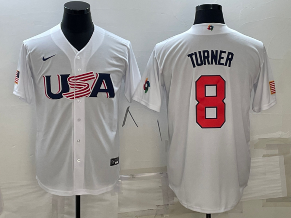 MLB USA Baseball Trea Turner 2023 World Baseball Classic White Jersey