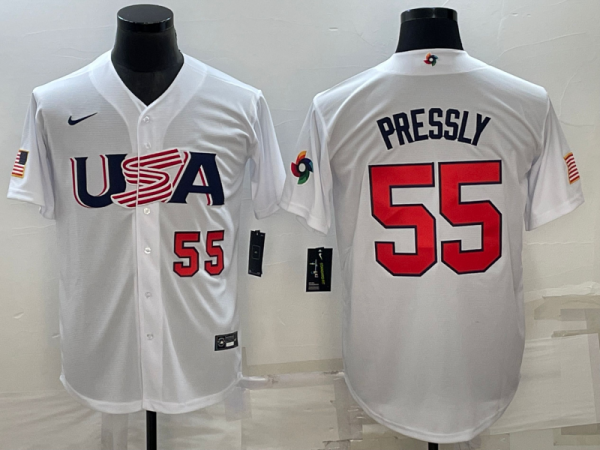 MLB USA Baseball Ryan Pressly 2023 World Baseball Classic White Jersey