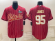 Men's Kansas City Chiefs #95 Chris Jones Red With Patch Baseball Jersey