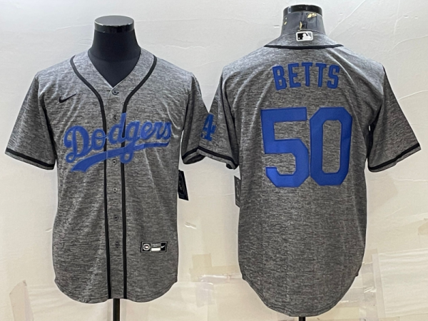 MLB Los Angeles Dodgers #50 Mookie Betts Gray Nike Jersey