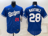 MLB Los Angeles Dodgers #28 J.D. Martinez Blue  Flex Base Elite Jersey
