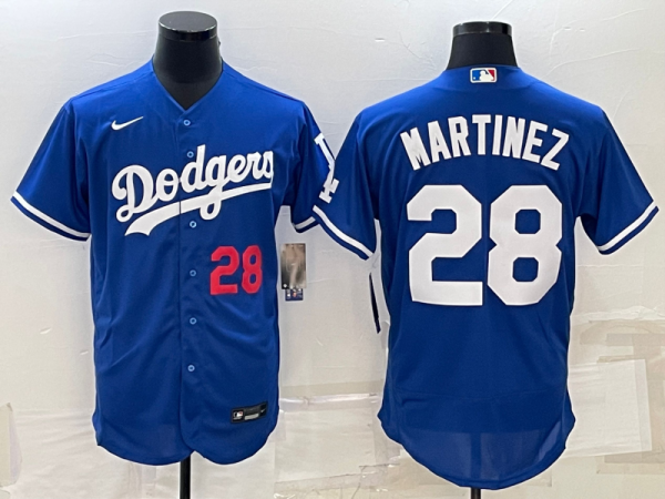 MLB Los Angeles Dodgers #28 J.D. Martinez Blue  Flex Base Elite Jersey