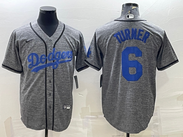 MLB Los Angeles Dodgers #6 Trea Turner Gray Nike Jersey
