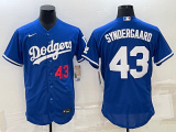MLB Los Angeles Dodgers #43 Noah Syndergaard Blue Flex Base Elite Jersey