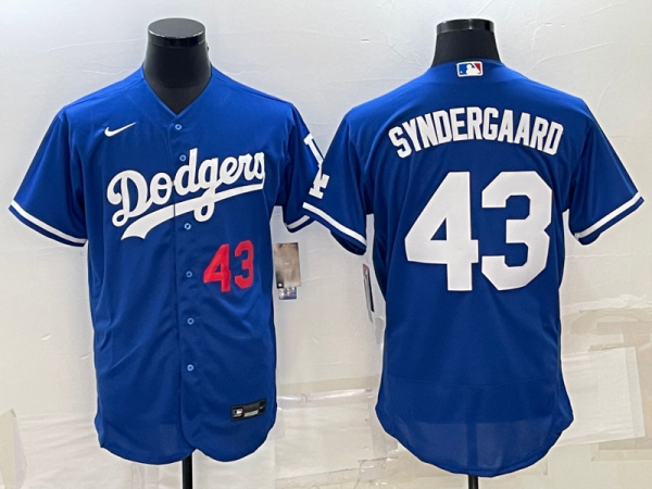 MLB Los Angeles Dodgers #43 Noah Syndergaard Blue Flex Base Elite Jersey