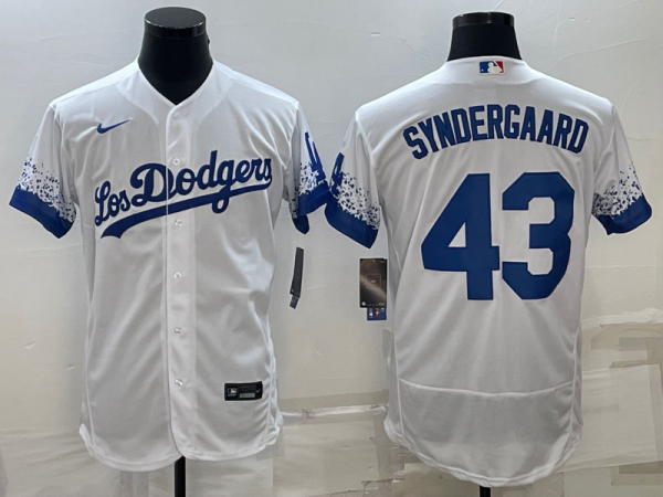 MLB Los Angeles Dodgers #43 Noah Syndergaard White City Connect Flex Base Elite Jersey