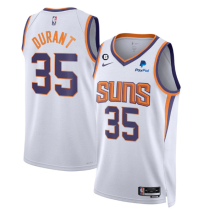NBA Phoenix Suns #35 Kevin Durant White Association Edition With No.6 Patch Jersey
