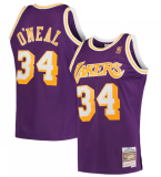 NBA Los Angeles Lakers #34 Shaquille O'Neal Mitchell & Ness Hardwood Classics 1996-97 Swingman Jersey
