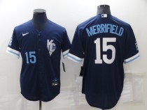 MLB Kansas City Royals #15 Merrifield 2022 Navy City Connect Jersey