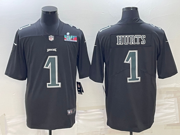 Men's Philadelphia Eagles #1 Jalen Hurts Black Vapor Limited Jersey