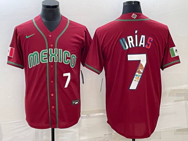 MLB Mexico Baseball #7 Julio Urías 2023 Red World Baseball Classic Stitched Jersey